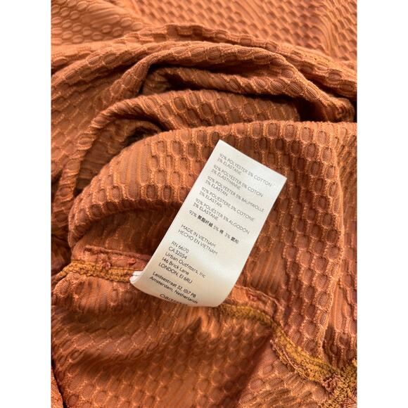 Free People Long Sleeve Crossover Button Gathered Orange Penny Top Size Large - Picture 8 of 8
